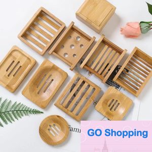 Porte-savon en bois de bambou naturel, porte-savon Simple en bambou, plateau rond et carré, vente en gros