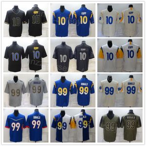 Hommes Football 10 Cooper Kupp Maillots 99 Aaron Donald Chanvre Gris Armée Vert Olive Salut à l'équipe de service Couleur Violet Blanc Beige Bleu Noir Vapeur Couleur Rush Stitched