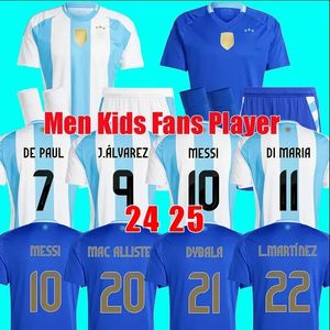 Jerseys de fútbol Argentina 3 Star Messis 24 25 Fans Versión del jugador Mac Allister Dybala Di Maria Martinez de Paul Maradona Kits Kit Men Women Football Camiseta 666