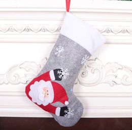Chaussettes Décoration de Noël Bas de bonbons Gris Arbre de Noël Pendentif Grand bas de Noël avec lumières Sac cadeau de Noël pour enfants