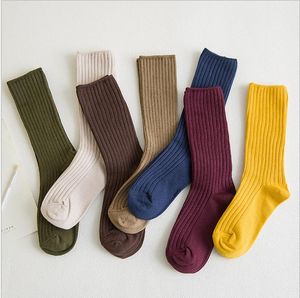 Socks Women Cotton Loose Sock Retro Solid Colors Footsocks Winter Warm Long Footwear Black Pink 18 Color Optional BT6744