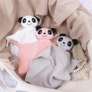 Doux coton biologique mousseline Panda animal nouveau-né pacifier serviettes bavoirs sucettes serviette Robes bébé couverture de sécurité M3893
