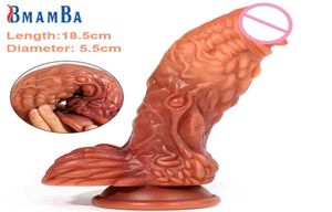 Soft Real énorme Dildo Aspiration Long Cock Anal Plug Sex Toy pour les hommes Femmes Masturateurs lesbiennes Double peau est gros pénis épais201501894