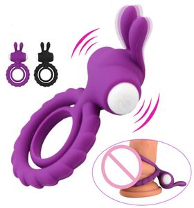 Soft Silicone Dual Vibrating Cock Ring Dick Penis Ring Cockring Adult Sex Toys for Men for Couples Enhancing Harder Erection6653916