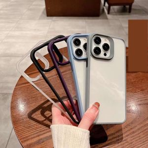 Moda Hit Color Hybrid Hard PC Soft TPU Fundas para iPhone 15 14 Plus 13 Pro Max 12 Slim Dual Color Metal Luxury Clear Transparente Coque Gel Back Cubierta del teléfono móvil Piel