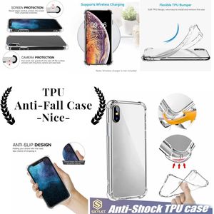 Étuis transparents en TPU souple pour Galaxy Note 20 S20 iPhone 14 13 12 11 PRO XR XS MAX Étui anti-chocs Huawei P20 Lite Housse de protection transparente antichoc en TPU