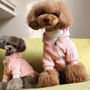 Chaquetas suaves y cálidas para mascotas Diseñadores Ropa para perros Ropa de invierno para perros Mascotas Sudadera con capucha para perros pequeños Yorkshire Poodle Silky Terrier Brown L A283