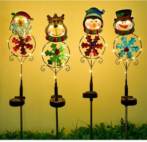Solar Christmas Pathway Lights Outdoor Christmas Garden Pleaks Lights Metal Lights Outdoor Lighted Decorative Santa Claus Snowman Reindeer With Garden Stakes 2023