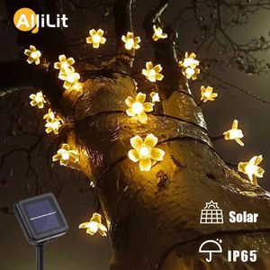 Garlandais floraux solaires Lumière 5m 7m 12m lampe de fleur Power LED String Lights Fairy Garden Christmas Decor for Outdoor 240411