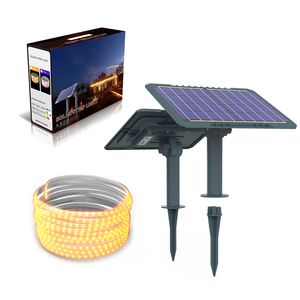 Luces solares para jardín, tira de luces de 5m, 10m, 20m, paneles solares con Control remoto, lámpara de ambiente impermeable para césped y jardín