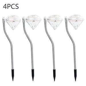 Solar Lamps 4PCS LED Garden Light Outdoor Powered Diamond Lamp Waterproof Landscape Lighting For Pathway Patio Lawn Decoration