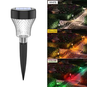 Luces de jardín LED solares Impermeable al aire libre RGB Blanco Amarillo Iluminación Camino solar Luz de césped Jardín de Navidad Paisaje decorativo Lámparas de brillo