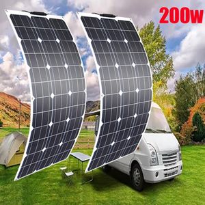 Panneau solaire 200w 100w 12v, chargeur de batterie flexible, povoltaïque, monocellule, camping-car, toit de maison, balcon, étanche, livraison gratuite 240110
