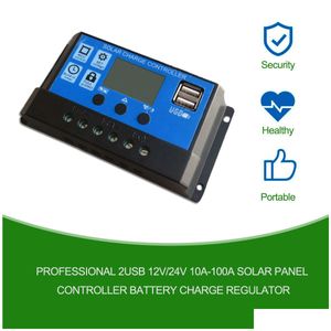 Panneaux solaires PWM 12V24V Contrôleur adaptatif 10A 20A 30A 40A 50A 60A 70A 80A 100A Charge de batterie et décharge Contrôleur de plaque PV USB DH1WW