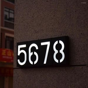 Solar Powered 0-9 LED Light House Address Number Street Road Doorplate Wall Lamp Outdoor