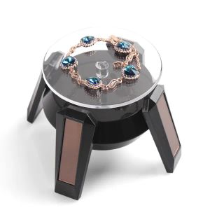 Soporte de exhibición giratorio con energía Solar, plataforma giratoria para joyería, relojes de pulsera, teléfonos móviles, cámara, negro/blanco LL