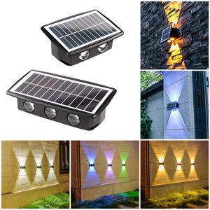 Applique murale solaire haut et bas, 4led, 6led, 8led, RGB, imperméable, éclairage d'extérieur, luminaire décoratif de plafond, idéal pour un jardin, une Villa ou une terrasse