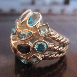 Anillos de plata sólida 925, anillo azul para mujer, joyería de piedras preciosas de marca de diseño, anillo grande de confeti granate rodalita