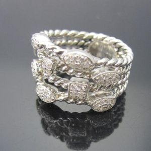 Anillos de plata de ley 925 maciza para niñas, pavé de diamantes, confeti de cuatro hileras, anillo de hielo, diseño de marca, joyería, anillo de plata para gusanos, regalos de Acción de Gracias