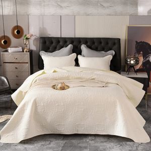 Colcha de color sólido, manta de costura elegante de alta calidad, funda de cama decorativa nórdica de lujo, colcha individual doble tamaño King 240109
