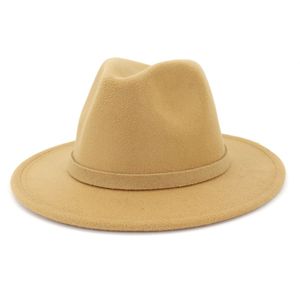 Chapeaux de jazz de couleur unie chapeau de cowboy pour femmes hommes hiver mode rouge avec laine noire chapeau melon fedora en gros