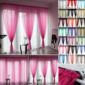 Rideaux à cordes de fenêtre de couleur unie, panneau de drapé en Tulle transparent pour salon et chambre à coucher, traitements modernes W220421
