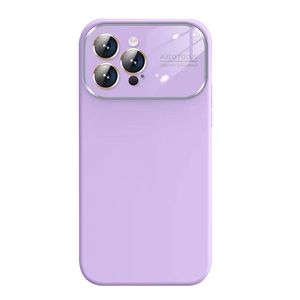 Cassa del telefono in silicone liquido a tinta unita con pellicola per lenti a finestra di grandi dimensioni per iPhone 12 13 14 Pro Max Matte Skin Feel Cover antiurto anti goccia