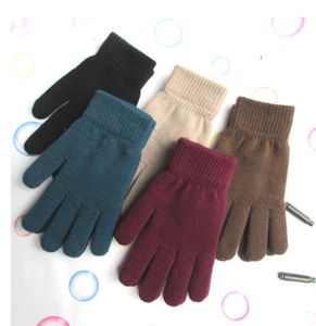 Solid Color warm Knitted Finger Gloves Candy Colors mens women Knitted Gloves Full Finger Stretch Mittens adult bike cycling warm gloves DF343