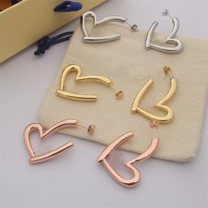 Boucles d'oreilles créoles en or massif, clous de cœur classiques, plus grande taille, en acier inoxydable, argent, cadeaux de couple, bijoux de créateurs, boucles d'oreilles de fiançailles, vente en gros de luxe pour femmes, mode