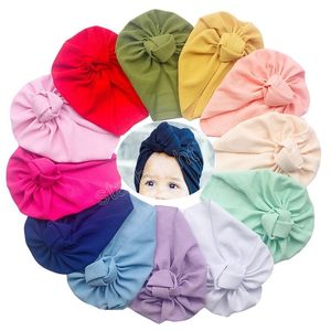 Chapeau Turban solide pour bébé | Chapeaux avec nœud Rose, doux, mignon, bonnet de pépinière, accessoires Photo pour enfants