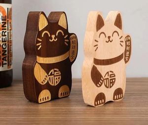 Abridor de botella de madera sólida para bebidas Cereb Magnetic Suction Creative Lucky Cat Bottle Opener