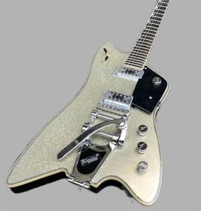 Chaud personnalisé G6199 Billy-Bo Jupiter métallisé argent Thunderbird guitare électrique Bigs Tremolo cordier, matériel chromé