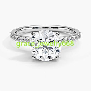 Solitaire HPHT Lab Grown Diamond Wedding Ring Jewelry Women Lab creado Diamond Hidden Halo 18K Gold de oro blanco Precio de anillo de boda