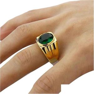 Solitaire Ring Jewelry Mens Design Simple Oval Tiger Eye for Women 14K Gold Fashion Finger Band Golden Color Sings Male Drop Livrot Dh9xn