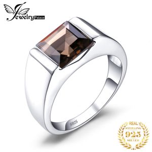 Bague Solitaire JewelryPalace Naturel Quartz Fumé Créé Rubis Saphir Simulé Émeraude Bague En Argent Sterling 925 pour Hommes Bijoux De Pierres Précieuses 230425