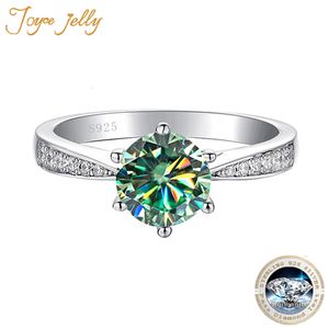 Anillo solitario JoyceJelly anillo verde para mujer Sólido Plata de Ley 925 redondo nupcial mujer compromiso boda joyería 230617