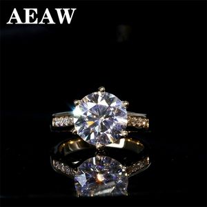 Anillo solitario Anillos de boda 5 Elegante anillo de diamantes de compromiso con halo redondo de color DEF para mujeres en oro de 14 k 220829