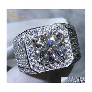 Anillo solitario Wong Rain Real 925 Sterling Sier 3Ex Round 5Ct Vvs1 Gra Passed Test Diamond D Moissanite Para Mujeres Hombres Regalo Drop Deli Dh23W