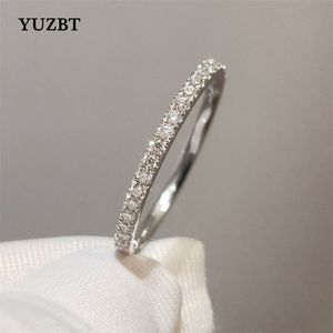Anillo solitario YUZBT 9K 10K Oro blanco Corte brillante 0.3 quilates Probador de diamantes Pasado D Color Anillo de compromiso Joyería de estilo coreano 230419