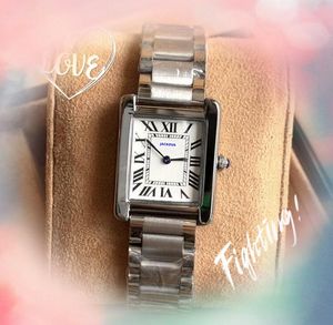 Somens Small Size Watch 28 mm Mouvement de quartz solide Fine en acier inoxydable Business Military Casual Horloge Rose Gol Silver mignon Lady Square Roman Tankwatch