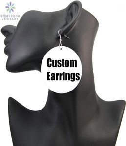 Boucles d'oreilles en bois afro personnalisées SOMESOOR 6cm African Blacks Art Custom Imprimé Bijoux sans MOQ pour les cadeaux de femmes noires 1pair17909985