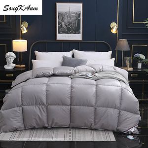 SongKAum 95 % couette en duvet d'oie blanche/duvet de canard couettes haut de gamme confortables édredons 100 % coton housse King Queen pleine taille LJ201015