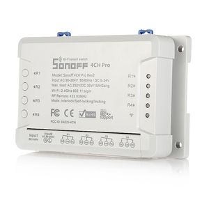 SONOFF 4CH Pro Rev2 4-gang WiFi Smart Switch Support switching among self-locking mode, inching mode and interlock mode