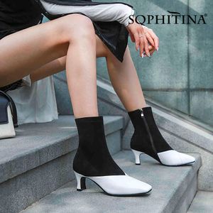 Botines elásticos SOPHITINA para mujer, botines elásticos con punta cuadrada y tacón alto, zapatos de vestir a la moda para mujer PO710 210513