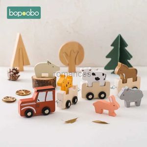 Tri Nesting Empilage jouets 1 ensemble de bébé animal train en bois empilage bloc jeux Montessori pratique capacité éducation cadeaux pour enfants 24323