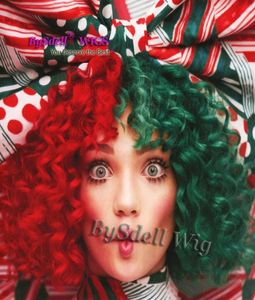 Soul Singer Sia Every Day is Christmas perruque courte crépue bouclée perruques de fête de mode synthétique Sia vert rouge couleur commune cheveux Wigs2940296