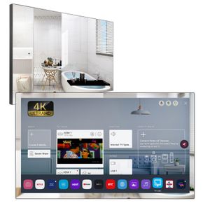 Soulaca 28 pouces 4K WebOS Miroir LED Télévision pour Salle de Bain Hôtel AI Alexa Commande Vocale Intégrée WiFi Bluetooth Smart TV Étanche 2023 Amazon Nouveau Modèle