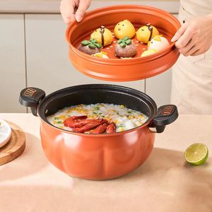 Soup Stock Pots GIANXI Pumpkin Pot Multifunctional Cast Iron Slight Pressure Cooker Braise Boil Steam Stew Nonstick Cooking 231122