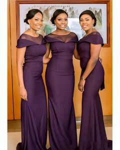 Vestidos de dama de honor de color púrpura oscuro sudafricanos Vestidos de invitados de boda de jardín bohemio de verano Vestido de dama de honor de talla grande BM0629