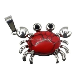 Pendentif petit crabe de style sud-africain avec crabe en alliage d'argent incrusté de pierres précieuses naturelles, fabrication de bijoux cadeau pour ceux qui aiment l'artisanat